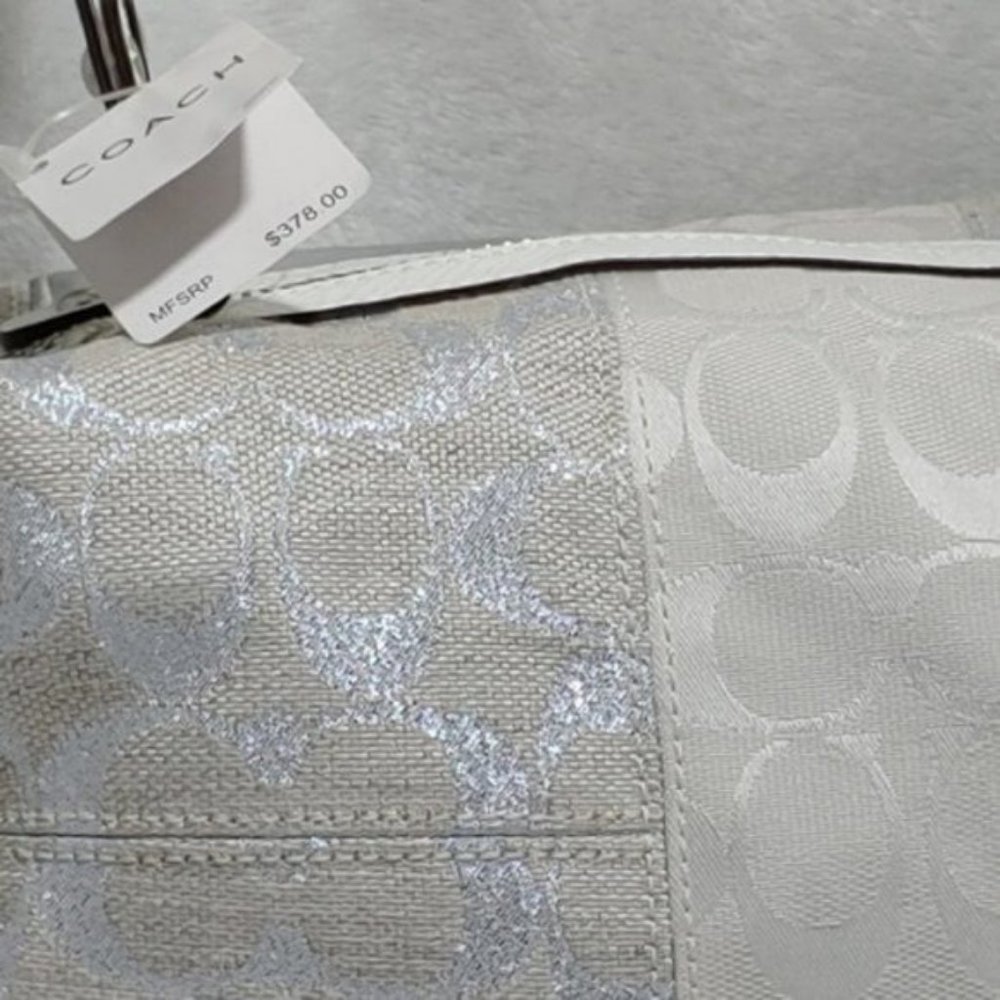 Coach Stunning White & Silver Signature Satchel - Picture 5 of 15